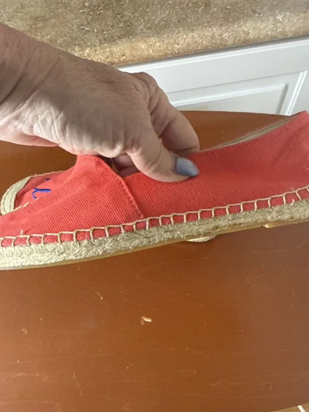 Joules Flats Size US 8 Red Canvas Espadrille Shoes Hello Sun Embroidered Summer